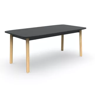 KARL DIRECTION│Bureau de direction plateau droit │Bois noir / Chêne massif