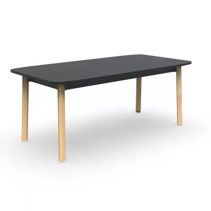 KARL DIRECTION│Bureau de direction plateau droit │Bois noir / Chêne massif