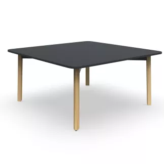 KARL CONFERENCE│Table de réunion carrée - 6-8 personnes - 150x150 - avec ou sans trappe│Bois noir / Chêne massif