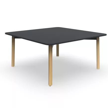 KARL CONFERENCE│Table de réunion carrée - 6-8 personnes - 150x150 - avec ou sans trappe│Bois noir / Chêne massif