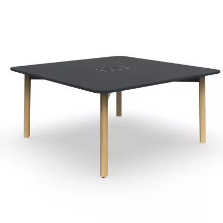 KARL CONFERENCE│Table de réunion carrée - 6-8 personnes - 150x150 - avec ou sans trappe│Bois noir / Chêne massif