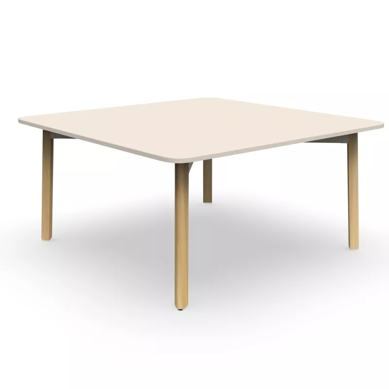 KARL CONFERENCE│Table de réunion carrée - 150x150 - avec ou sans trappe│Lin / Chêne massif