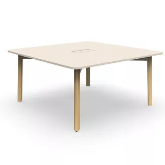 KARL CONFERENCE│Table de réunion carrée - 150x150 - avec ou sans trappe│Lin / Chêne massif