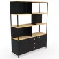 KARL RANGEMENT│Bibliothèque Largeur 141 cm - 2 portes + 3 tiroirs│Noir / Chêne naturel KARL RANGEMENT│Bibliothèque Largeur 141 cm - 2 portes + 3 tiroirs│Noir / Chêne naturel