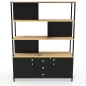 KARL RANGEMENT│Bibliothèque Largeur 141 cm - 2 portes + 3 tiroirs│Noir / Chêne naturel KARL RANGEMENT│Bibliothèque Largeur 141 cm - 2 portes + 3 tiroirs│Noir / Chêne naturel