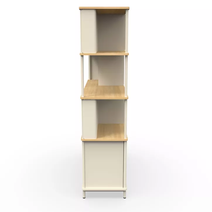 KARL RANGEMENT│Bibliothèque Largeur 141 cm avec 2 portes et 3 tiroirs│Lin / Chêne naturel