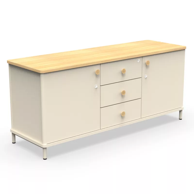 KARL RANGEMENT│Crédence Largeur 141 cm avec 2 portes et 3 tiroirs│Lin ou Bois noir / Chêne naturel KARL RANGEMENT│Crédence Largeur 141 cm avec 2 portes et 3 tiroirs│Lin ou Bois noir / Chêne naturel