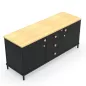 KARL RANGEMENT│Crédence Largeur 141 cm avec 2 portes et 3 tiroirs│Lin ou Bois noir / Chêne naturel KARL RANGEMENT│Crédence Largeur 141 cm avec 2 portes et 3 tiroirs│Lin ou Bois noir / Chêne naturel