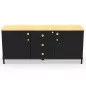 KARL RANGEMENT│Crédence Largeur 141 cm avec 2 portes et 3 tiroirs│Lin ou Bois noir / Chêne naturel KARL RANGEMENT│Crédence Largeur 141 cm avec 2 portes et 3 tiroirs│Lin ou Bois noir / Chêne naturel