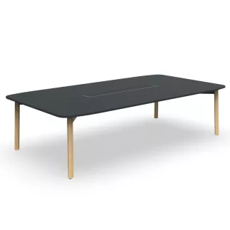 KARL CONFERENCE│Table de réunion - 10-12 personnes - 280x150 - avec trappe │Bois noir / Chêne massif