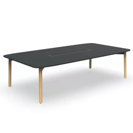 KARL CONFERENCE│Table de réunion - 10-12 personnes - 280x150 - avec trappe │Bois noir / Chêne massif