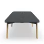 KARL CONFERENCE│Table de réunion - 14-16 personnes - 420x150 - avec trappe │Lin ou Bois noir / Chêne massif