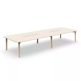 KARL CONFERENCE│Table de réunion - 14-16 personnes - 420x150 - avec trappe │Lin ou Bois noir / Chêne massif