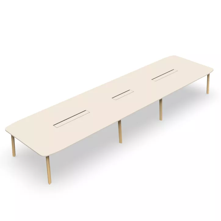 KARL CONFERENCE│Table de réunion - 18-20 personnes - 560x150 - avec trappe │Lin ou Bois noir / Chêne massif