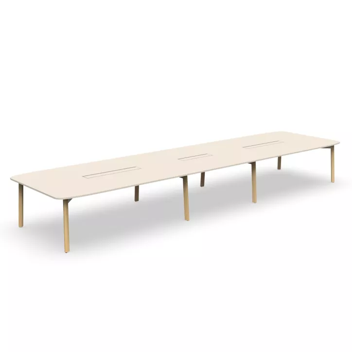 KARL CONFERENCE│Table de réunion - 18-20 personnes - 560x150 - avec trappe │Lin ou Bois noir / Chêne massif