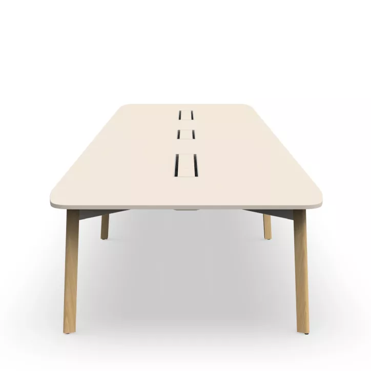 KARL CONFERENCE│Table de réunion - 18-20 personnes - 560x150 - avec trappe │Lin ou Bois noir / Chêne massif