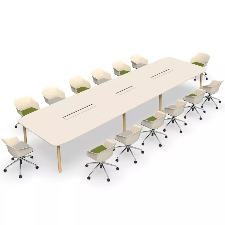 KARL CONFERENCE│Table de réunion - 18-20 personnes - 560x150 - avec trappe │Lin ou Bois noir / Chêne massif