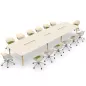 KARL CONFERENCE│Table de réunion - 18-20 personnes - 560x150 - avec trappe │Lin ou Bois noir / Chêne massif