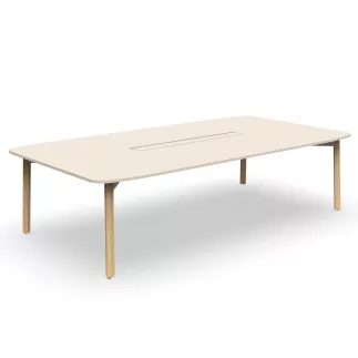 KARL CONFERENCE│Table de réunion - 10-12 personnes - 280x150 - avec trappe │Lin / Chêne massif