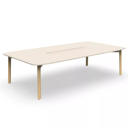 KARL CONFERENCE│Table de réunion - 10-12 personnes - 280x150 - avec trappe │Lin / Chêne massif
