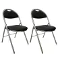 GEO CUIR│Lot de 2 Chaises pliantes similicuir│Noir / Chromé GEO CUIR│Lot de 2 Chaises pliantes similicuir│Noir / Chromé