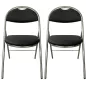 GEO CUIR│Lot de 2 Chaises pliantes similicuir│Noir / Chromé GEO CUIR│Lot de 2 Chaises pliantes similicuir│Noir / Chromé