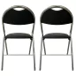 GEO CUIR│Lot de 2 Chaises pliantes similicuir│Noir / Chromé GEO CUIR│Lot de 2 Chaises pliantes similicuir│Noir / Chromé