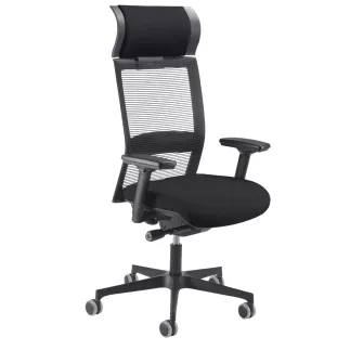 COACH RESILLE│Fauteuil de direction en cuir avec têtière et accoudoirs 4D