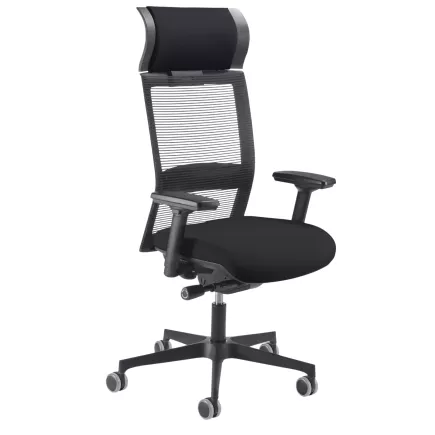 COACH RESILLE│Fauteuil de direction en cuir avec têtière et accoudoirs 4D
