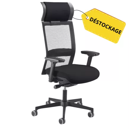 COACH RESILLE│Fauteuil de direction en cuir avec têtière et accoudoirs 4D