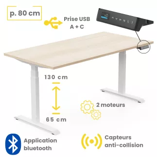AXEL 2│Bureau électrique - p 80 cm - 4 mémoires double motorisation
