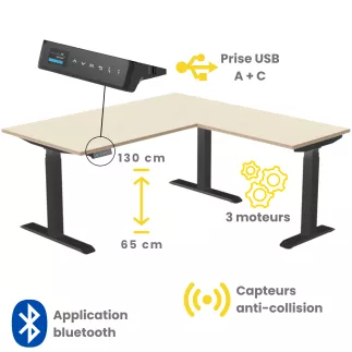 AXEL 2│Gamme bureau électrique avec retour 60 cm - Triple motorisation
