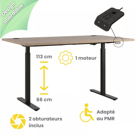 FLEX UP ONE│Bureau électrique 1 moteur - Commande simple