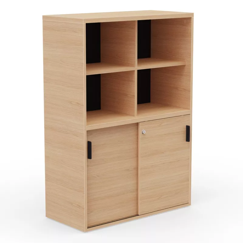 KARA RANGEMENT│Armoire Hauteur 144 x Largeur 100 cm - 2 portes coulissantes + 4 niches ouvertes│4 coloris à choix KARA RANGEMENT│Armoire Hauteur 144 x Largeur 100 cm - 2 portes coulissantes + 4 niches ouvertes│4 coloris à choix