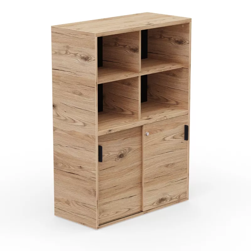 KARA RANGEMENT│Armoire Hauteur 144 x Largeur 100 cm - 2 portes coulissantes + 4 niches ouvertes│4 coloris à choix KARA RANGEMENT│Armoire Hauteur 144 x Largeur 100 cm - 2 portes coulissantes + 4 niches ouvertes│4 coloris à choix