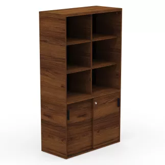 KARA RANGEMENT│Armoire Hauteur 179 x Largeur 100 cm - 2 portes coulissantes + 6 niches ouvertes│4 coloris à choix