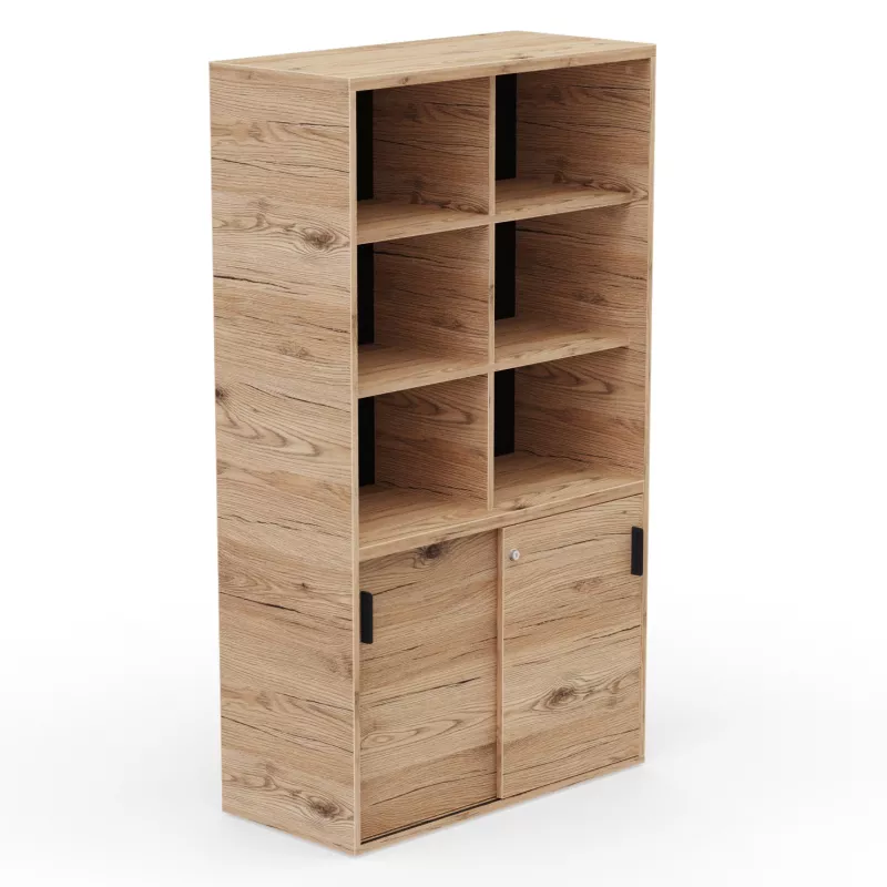 KARA RANGEMENT│Armoire Hauteur 179 x Largeur 100 cm - 2 portes coulissantes + 6 niches ouvertes│4 coloris à choix KARA RANGEMENT│Armoire Hauteur 179 x Largeur 100 cm - 2 portes coulissantes + 6 niches ouvertes│4 coloris à choix