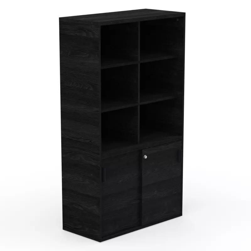 KARA RANGEMENT│Armoire Hauteur 179 x Largeur 100 cm - 2 portes coulissantes + 6 niches ouvertes│4 coloris à choix