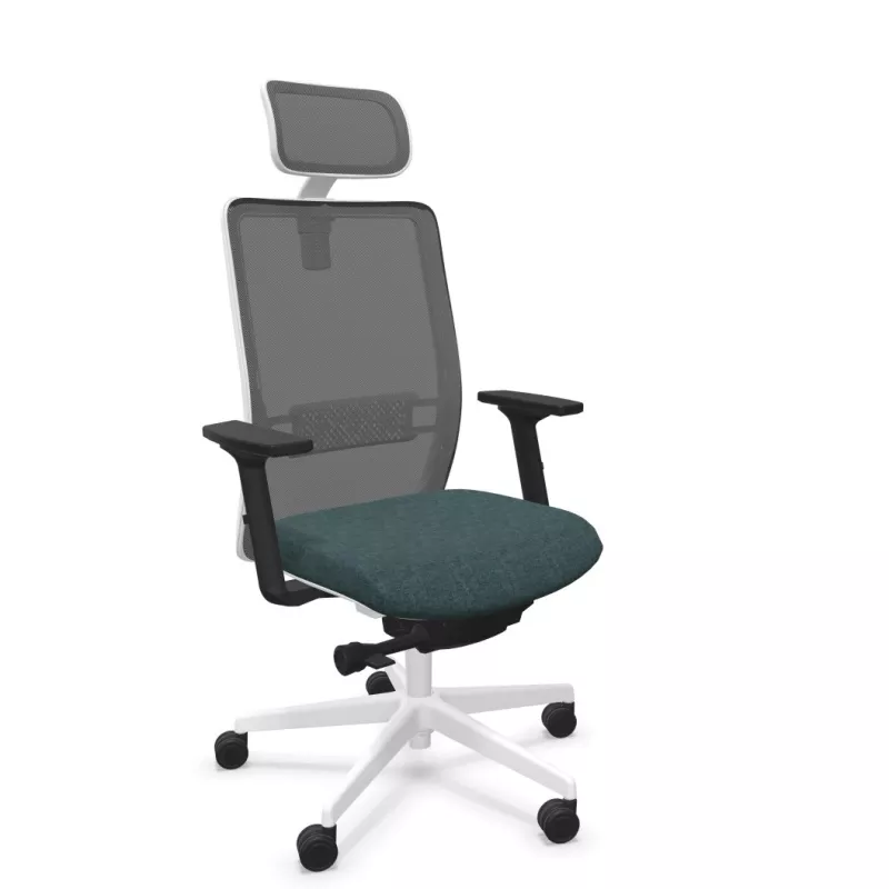 VOLT WHITE│Fauteuil de travail structure blanche avec têtière - Dossier résille VOLT WHITE│Fauteuil de travail structure blanche avec têtière - Dossier résille