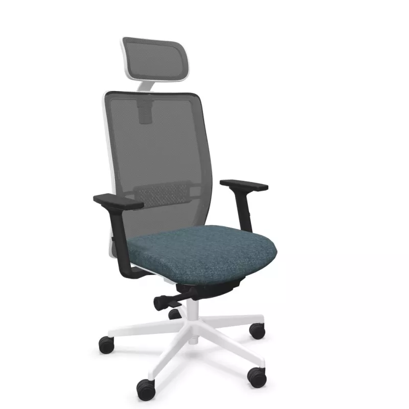 VOLT WHITE│Fauteuil de travail structure blanche avec têtière - Dossier résille VOLT WHITE│Fauteuil de travail structure blanche avec têtière - Dossier résille