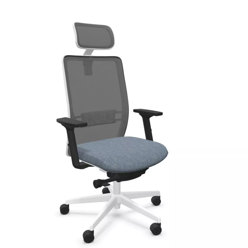 VOLT WHITE│Fauteuil de travail structure blanche avec têtière - Dossier résille VOLT WHITE│Fauteuil de travail structure blanche avec têtière - Dossier résille