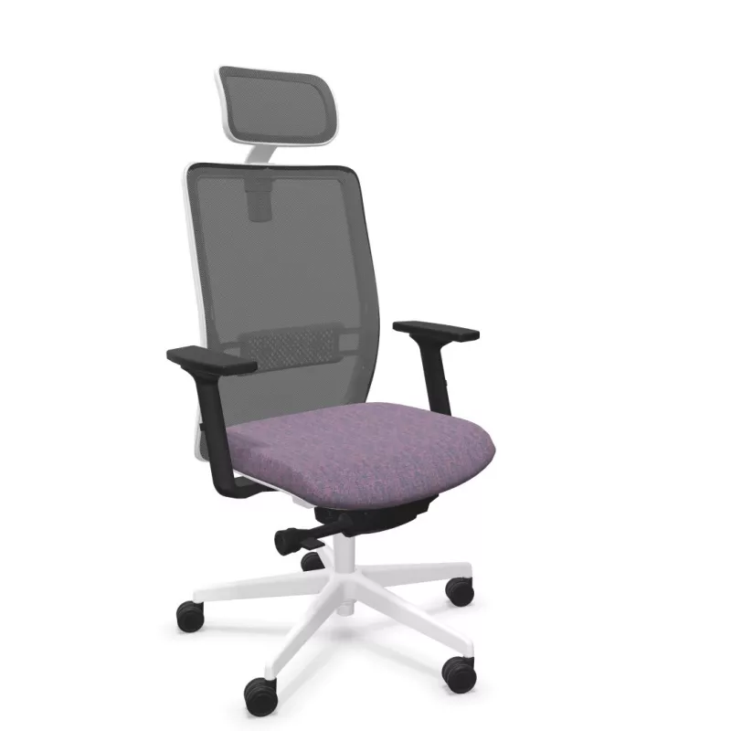 VOLT WHITE│Fauteuil de travail structure blanche avec têtière - Dossier résille VOLT WHITE│Fauteuil de travail structure blanche avec têtière - Dossier résille