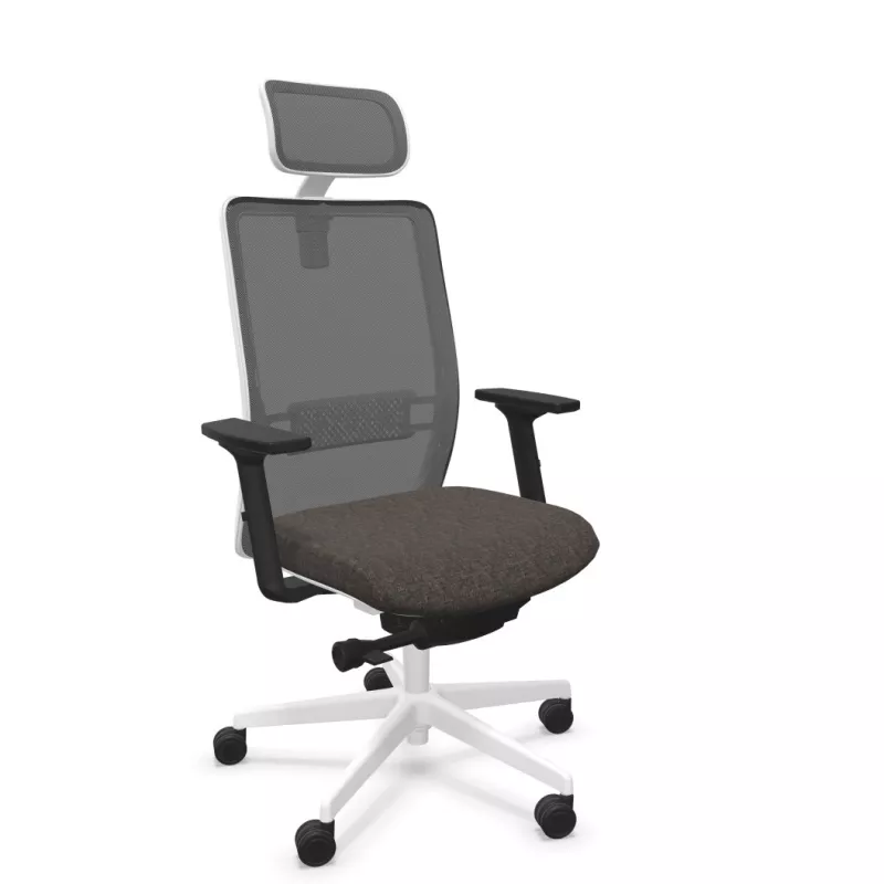 VOLT WHITE│Fauteuil de travail structure blanche avec têtière - Dossier résille VOLT WHITE│Fauteuil de travail structure blanche avec têtière - Dossier résille