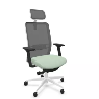 VOLT WHITE│Fauteuil de travail structure blanche avec têtière - Dossier résille
