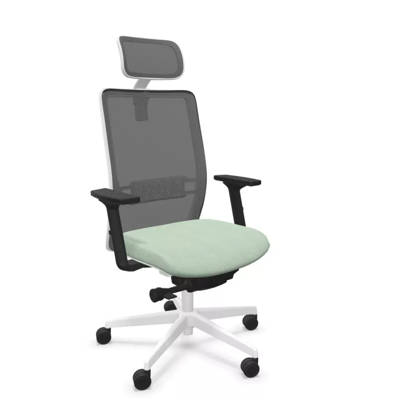 VOLT WHITE│Fauteuil de travail structure blanche avec têtière - Dossier résille VOLT WHITE│Fauteuil de travail structure blanche avec têtière - Dossier résille