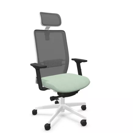 VOLT WHITE│Fauteuil de travail structure blanche avec têtière - Dossier résille