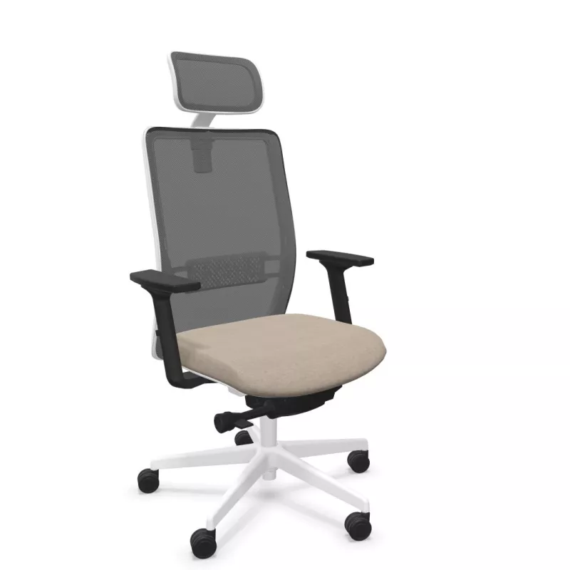 VOLT WHITE│Fauteuil de travail structure blanche avec têtière - Dossier résille VOLT WHITE│Fauteuil de travail structure blanche avec têtière - Dossier résille