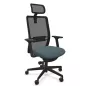 VOLT BLACK│Fauteuil de travail structure noir avec têtière -Dossier résille