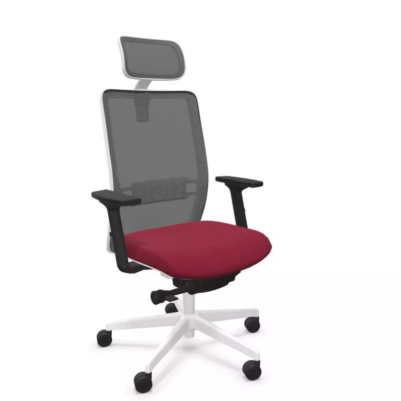 VOLT WHITE│Fauteuil de travail structure blanche avec têtière - Dossier résille VOLT WHITE│Fauteuil de travail structure blanche avec têtière - Dossier résille