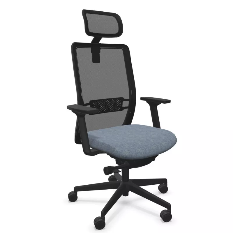 VOLT BLACK│Fauteuil de travail structure noir avec têtière -Dossier résille VOLT BLACK│Fauteuil de travail structure noir avec têtière -Dossier résille